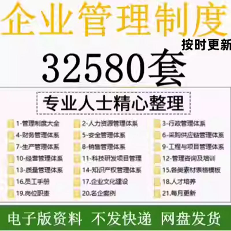 公司企业管理制度规章员工手册文化建设行政人事财务全套电子版