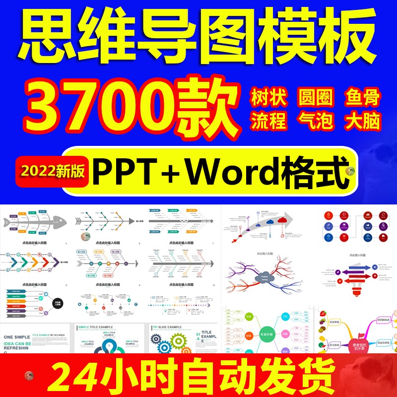 思维导图PPT模板制作代画流程图数据图表word可视化信息图鱼骨图