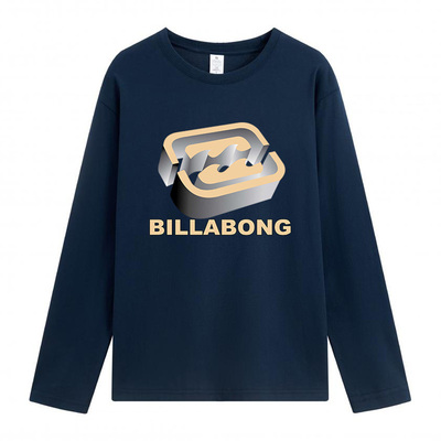 240g重磅纯棉圆领长袖T恤澳洲Billabong男女宽松休闲打底体恤上衣