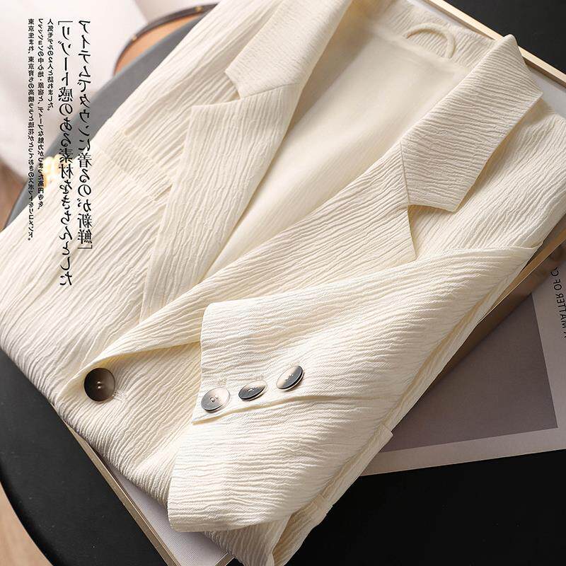 일선 빅 브랜드 하이엔드 컷 라벨 여성 의류 대외 무역 수출 오리지널 싱글 프레스 주름 텐셀 반팔 양복 얇은 재킷