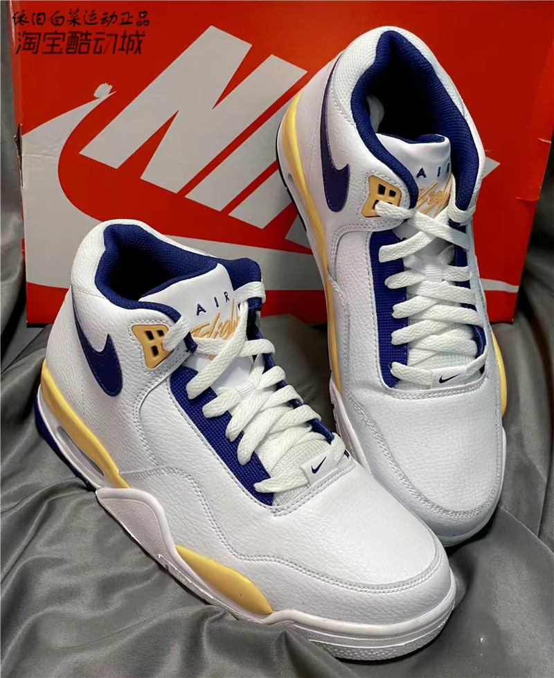 nike耐克flight legacy 乔4兄弟款湖人配色运动休闲鞋bq4212-102