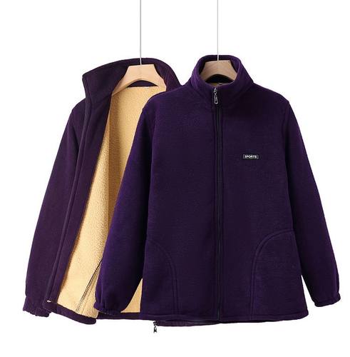 妈妈装加绒加厚抓绒上衣