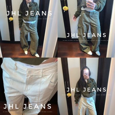 JHL美式复古百搭阔腿工装牛仔裤