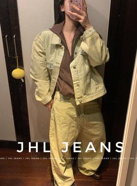 JHL JEANS 黄色水洗抹料牛仔套装男女