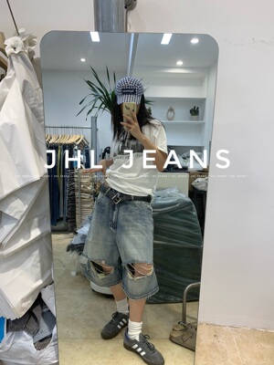 短裤水洗破洞春夏季美式复古时髦
