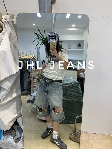 短裤水洗破洞春夏季美式复古时髦