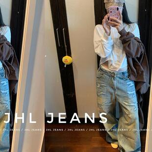 JHL JEANS 水洗抹料 重工全手工 补丁牛仔裤