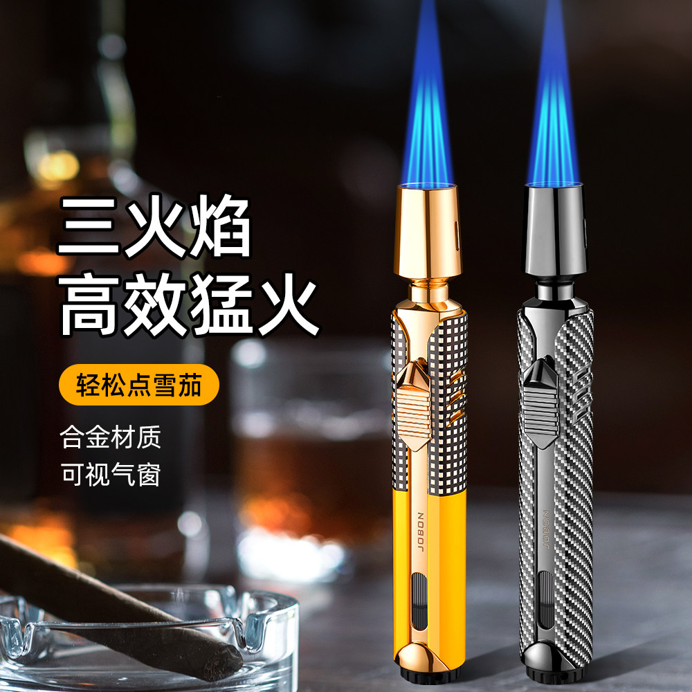 中邦多功能三火直冲充气打火机创意金属防风雪茄焊枪便携户外喷枪