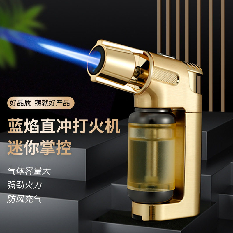 中邦新款带雪茄开孔金属小焊枪防风直冲充气打火机点烟器送礼男友
