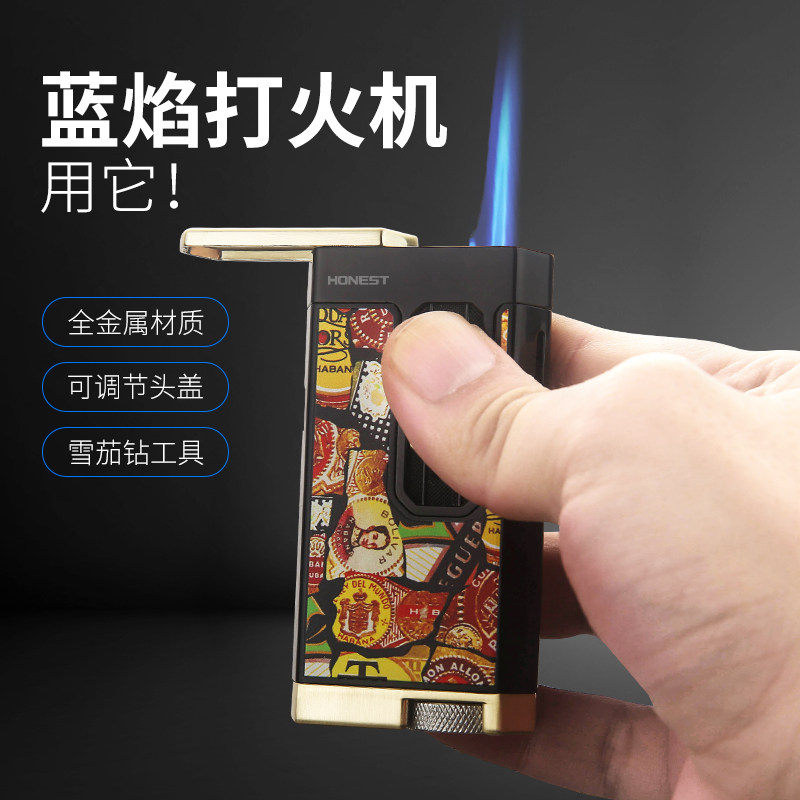 新款百诚2026高档彩绘金属侧开蓝焰防风充气打火机送男友礼物耐用