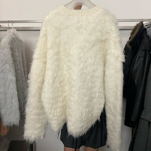 时尚 FLAT2025冬季 氛围感卷卷毛套头毛衣 LONDON 现韩国东大门代购