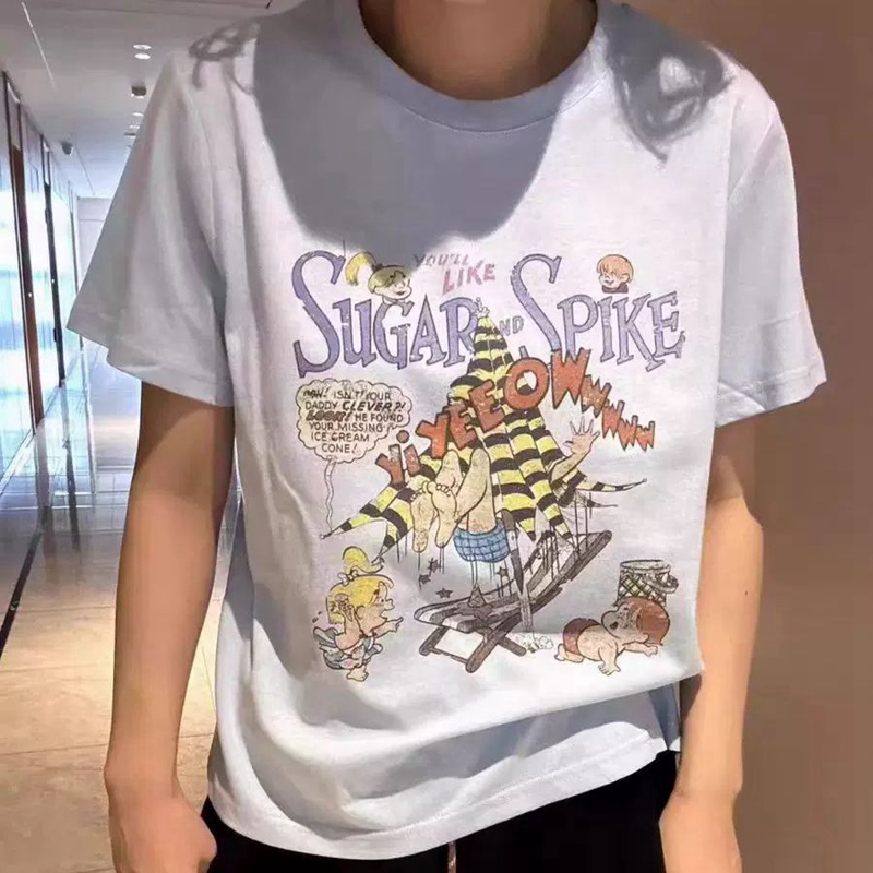 短袖时尚韩国代购卡通印花棉T恤