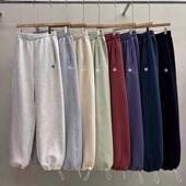 现韩国东大门BREEZE2025秋冬百搭宽松紧腰花朵刺绣加绒休闲卫裤 女