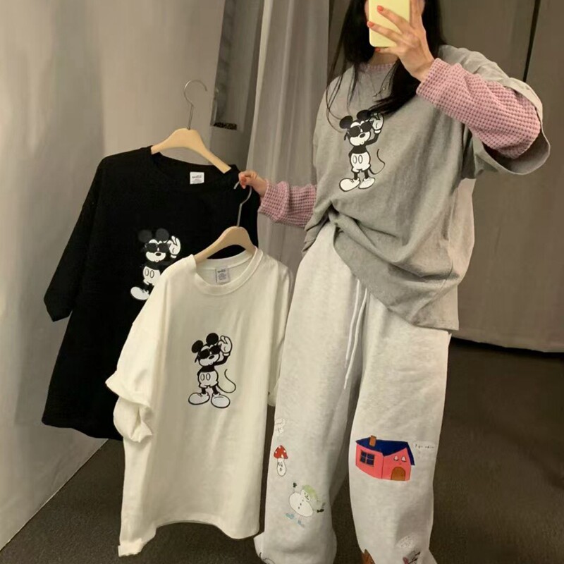 短袖休闲韩国代购印花棉女T恤