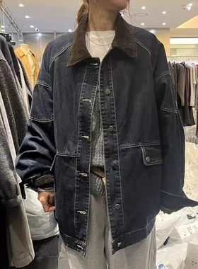 现韩国东大门代购女TUG2025冬季复古水洗牛仔鸭绒休闲羽绒服外套