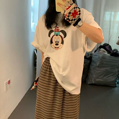 短袖休闲宽松韩国代购印花厚T恤