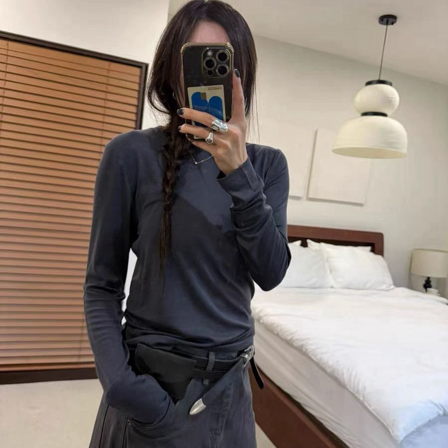 长袖时尚韩国代购休闲纯色T恤女