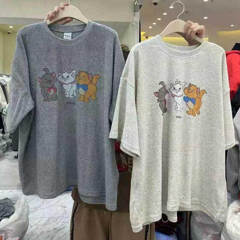中袖休闲韩国代购印花棉女T恤