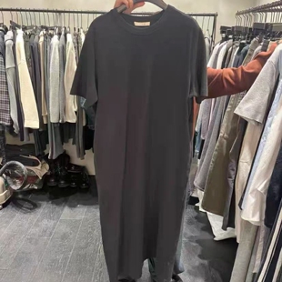 现韩国东大门代购 韩系简约纯色圆领休闲宽松T恤连衣裙 TUG2026春季