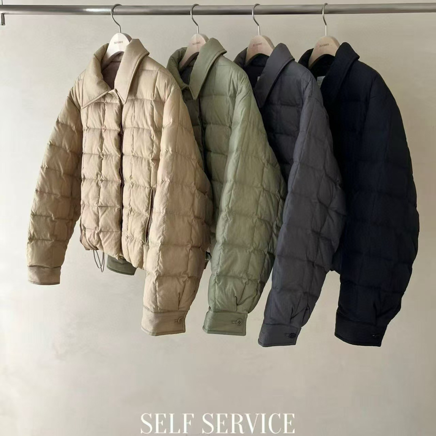 韩国地阿公宽松简约系扣羽绒服