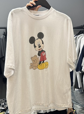 现韩国东大门代购CREDITO2025春夏新款宽松卡通米奇印花短袖T恤女