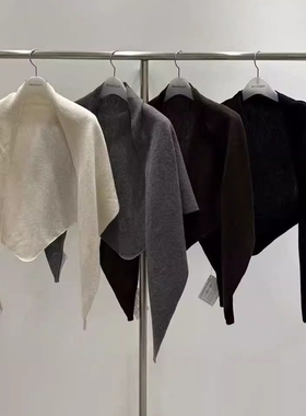 现韩国东大门代购woodsage2025秋季时尚简约纯色羊毛针织披肩围巾