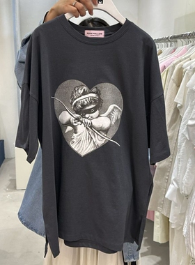 现韩国东大门代购ROSE MALLOW2025夏季款百搭宽松慵懒风短袖T恤女