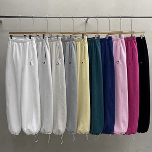 现韩国东大门BREEZE2025新款宽松紧腰百搭猫咪刺绣加绒休闲卫裤女