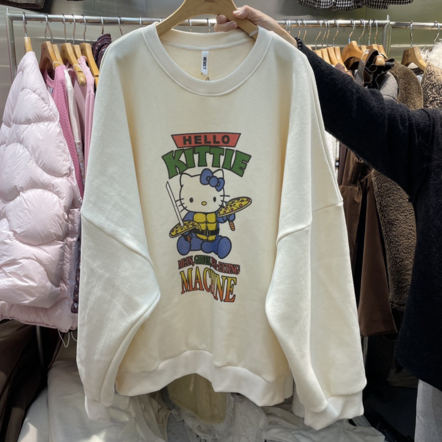 韩国代购宽松卡通减龄加绒卫衣女