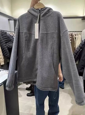 现韩国东大门代购self service2025冬休闲连帽下摆抽绳摇粒绒外套