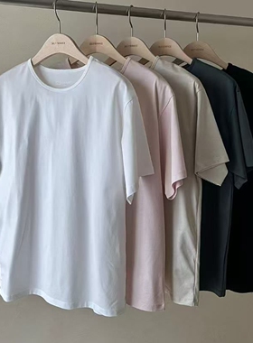 现韩国东大门代购self service2026春季宽松百搭纯色圆领短袖T恤