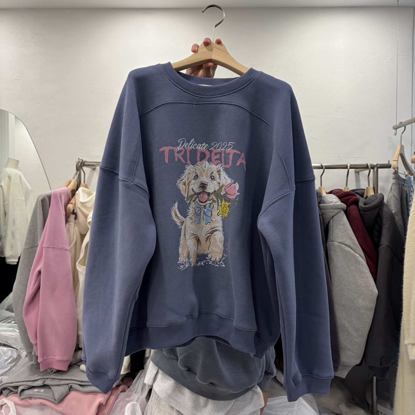 韩国代购宽松卡通印花加绒卫衣女