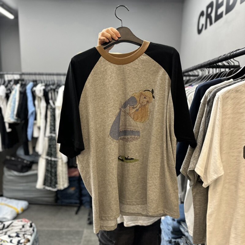 短袖通勤韩国代购印花棉女T恤