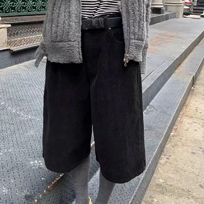 高腰通勤韩国代购灯芯绒休闲裤