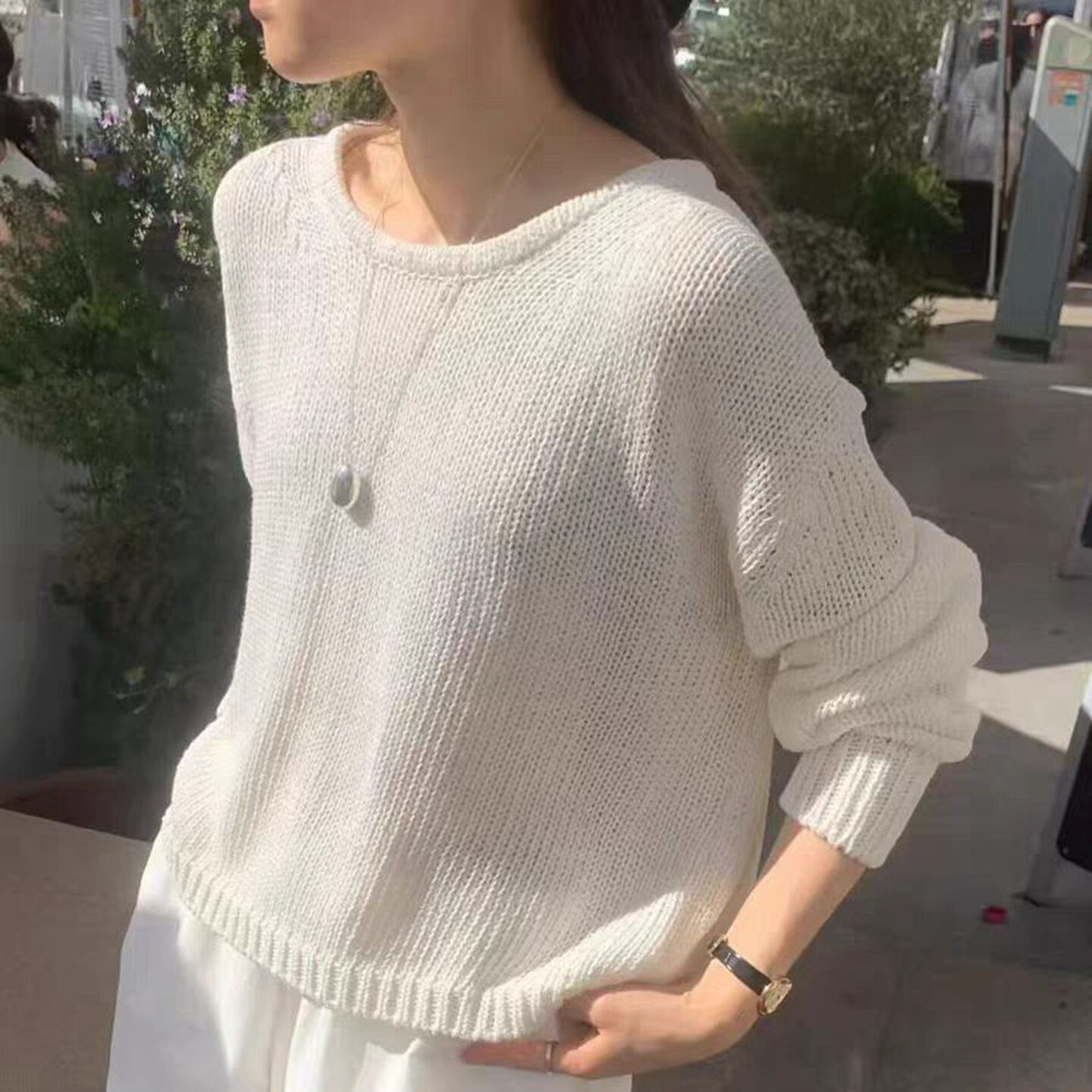 韩国代购套头圆领休闲针织衫