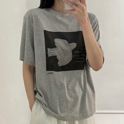 短袖休闲百搭韩国代购印花T恤女