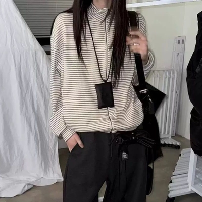 长袖休闲韩国代购立领开衫T恤女