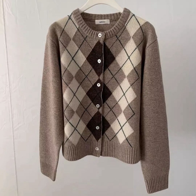 韩国代购套头圆领单排扣针织开衫