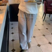 百搭松紧腰纯色假两件休闲卫裤 现韩国东大门代购 女mohhe2026春季