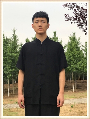 夏季棉绸短袖上衣纯棉唐装武术服