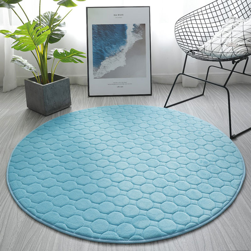 跨境加厚绗绣珊瑚绒地毯吊篮瑜伽帐篷卧室客厅圆形地毯地