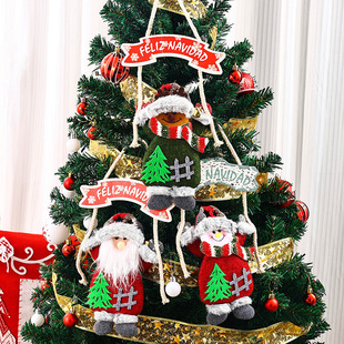 新款圣诞节KT板布艺举手公仔挂件 圣诞老人场景布置字母牌树挂件