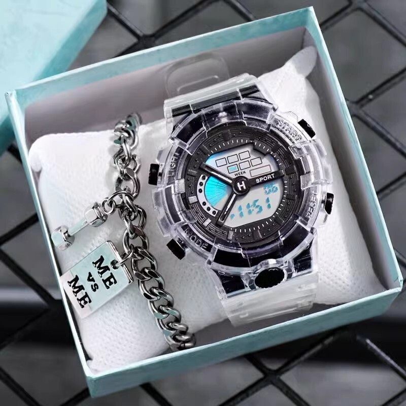 儿童手表女款初中生小学生时尚简约百搭可爱运动多功能夜光电子表