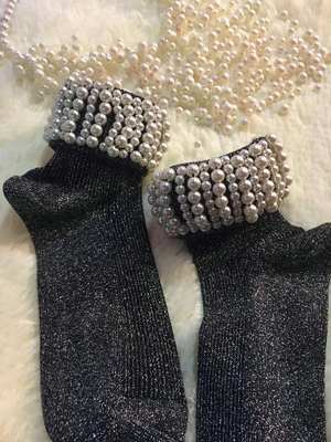 陈小叔手工欧洲站爱国珍珠中筒袜