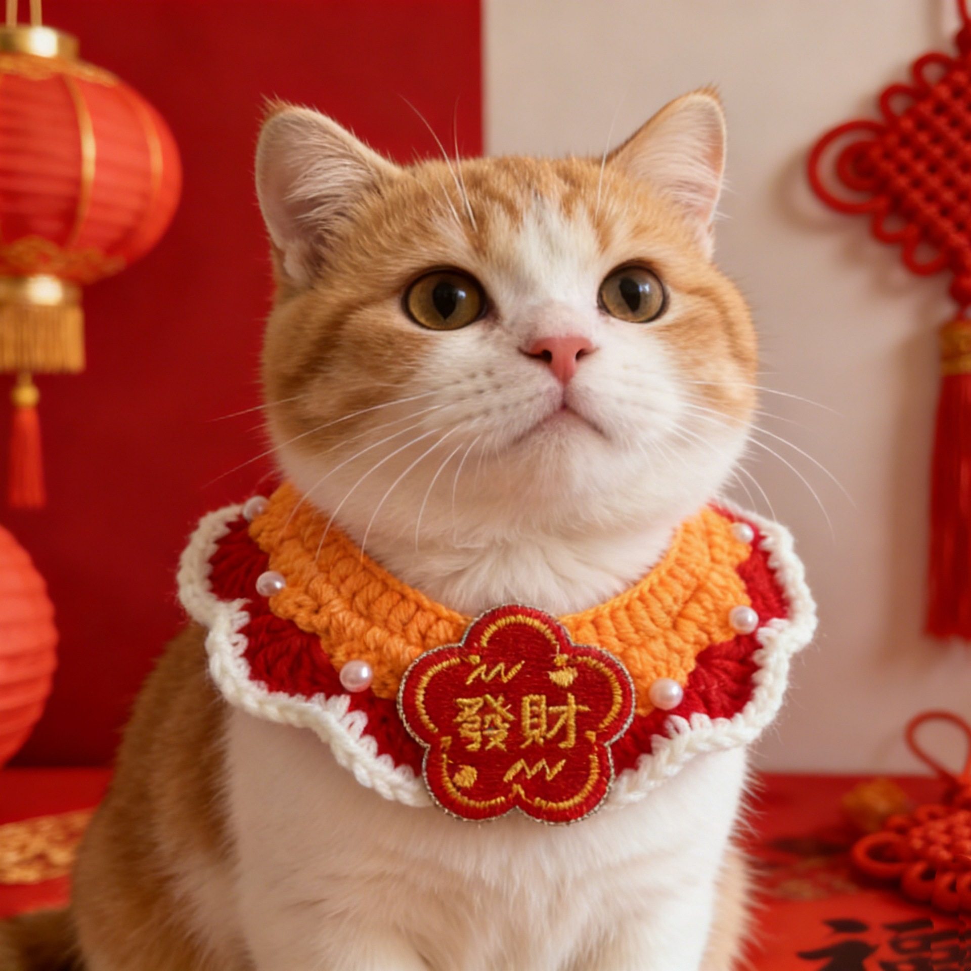狗狗新年手钩围脖珍珠拼色脖圈猫咪财源滚滚發财春节喜庆项圈装扮,宠物/宠物食品及用品,发饰/头饰,淘宝优惠券,粉丝福利购,淘宝优惠卷