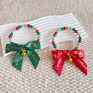 25圣诞项链宠物领结圣诞节蝴蝶结铃铛狗狗项圈挂饰脖子装饰配饰