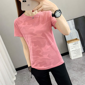 男女情侣短袖 户外运动跑步迷彩冰丝团服夏宽松圆领t恤速干衣 薄款