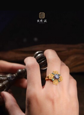 复古波斯虎印章18K金戒指可刻字