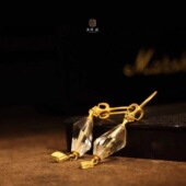 战国皇家级轻奢小众水晶耳环坠钉饰品女款 18K黄金原创设计高级感