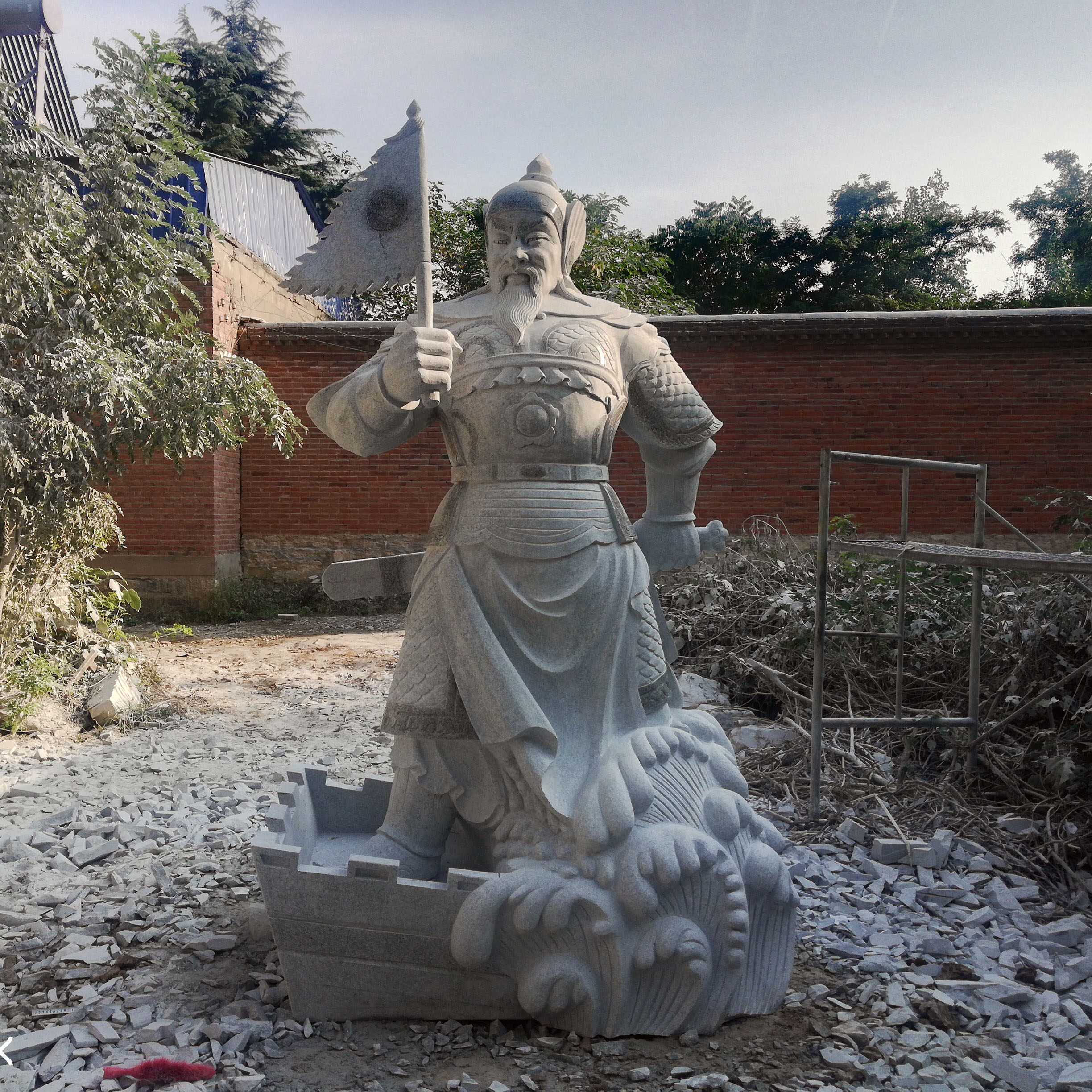 石雕佛像花岗岩古代人物雕塑岳飞雕像寺庙供奉神像摆件汉白玉雕塑